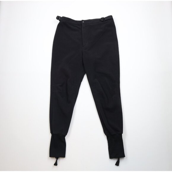 Vintage 90s Cabelas Mens Large Faded Stirrup Cuffed Fleece Joggers Pants Black